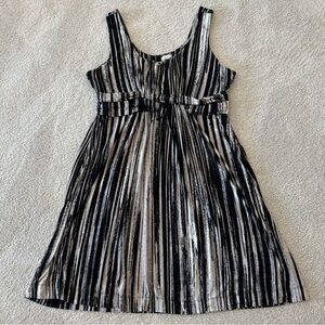 Soma Striped Scoop Neck Sleeveless Tank Dress Size L Pockets Black Tan White